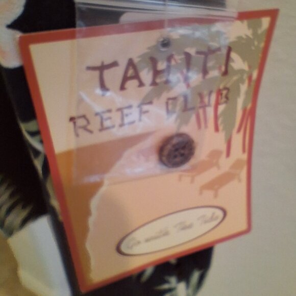 Tahiti Reef Club Vintage Hawaiian Tropical Jacket and Double Slit Dress Set - Picture 10 of 11